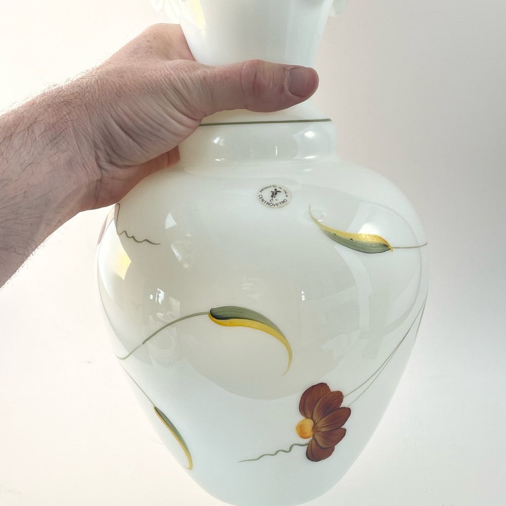 Italian Centrovetro Milk Glass Vase 11" Tall - Picture 2 of 14